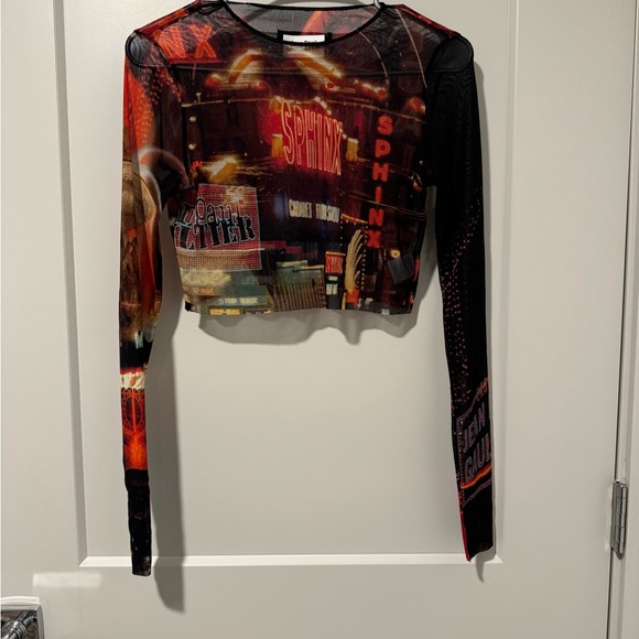 Jean Paul Gaultier Red and Black Graphic Crop Top - Picture 2 of 10